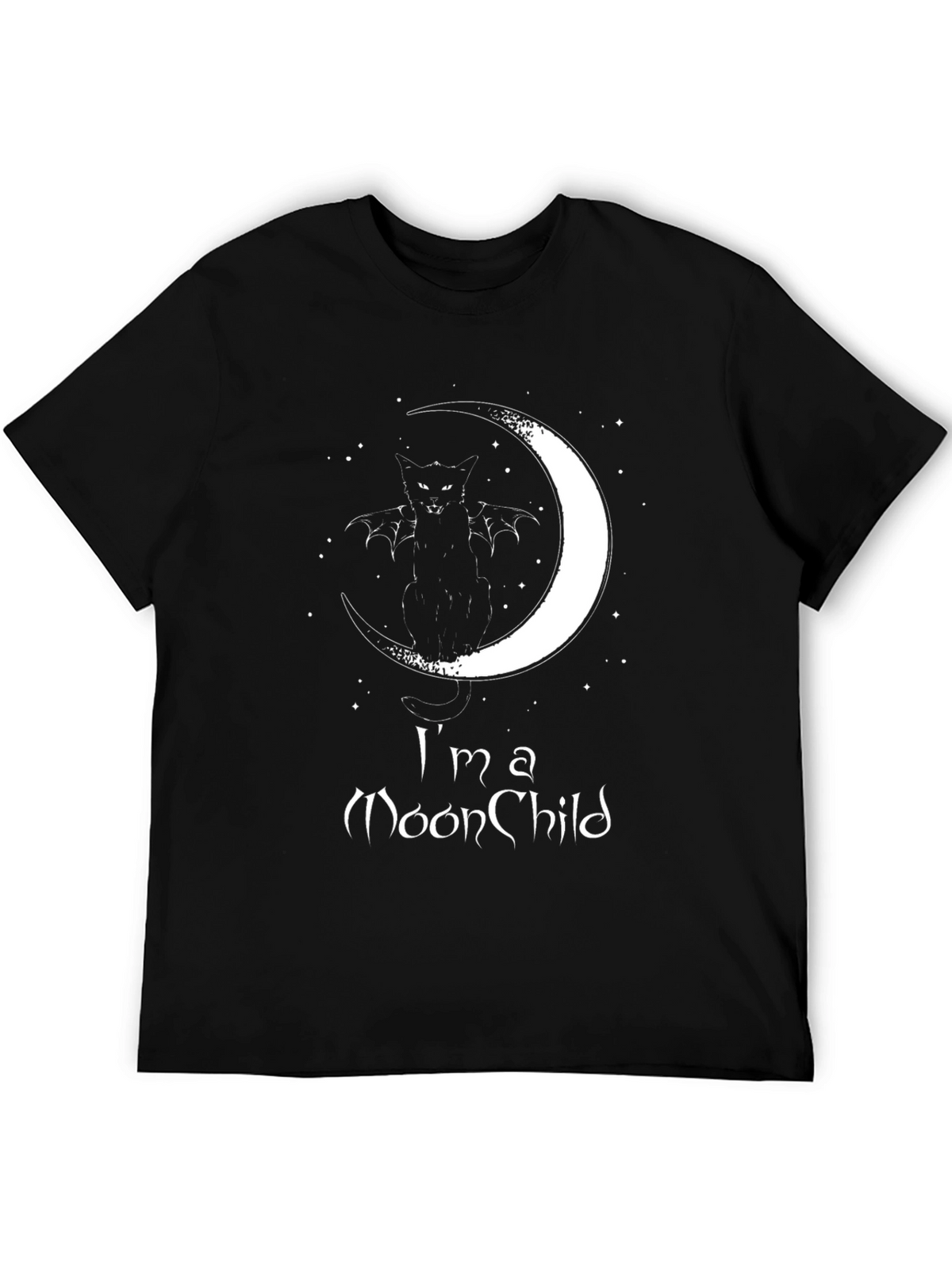 Moon Child Graphic T-Shirt - Black Cotton Tee