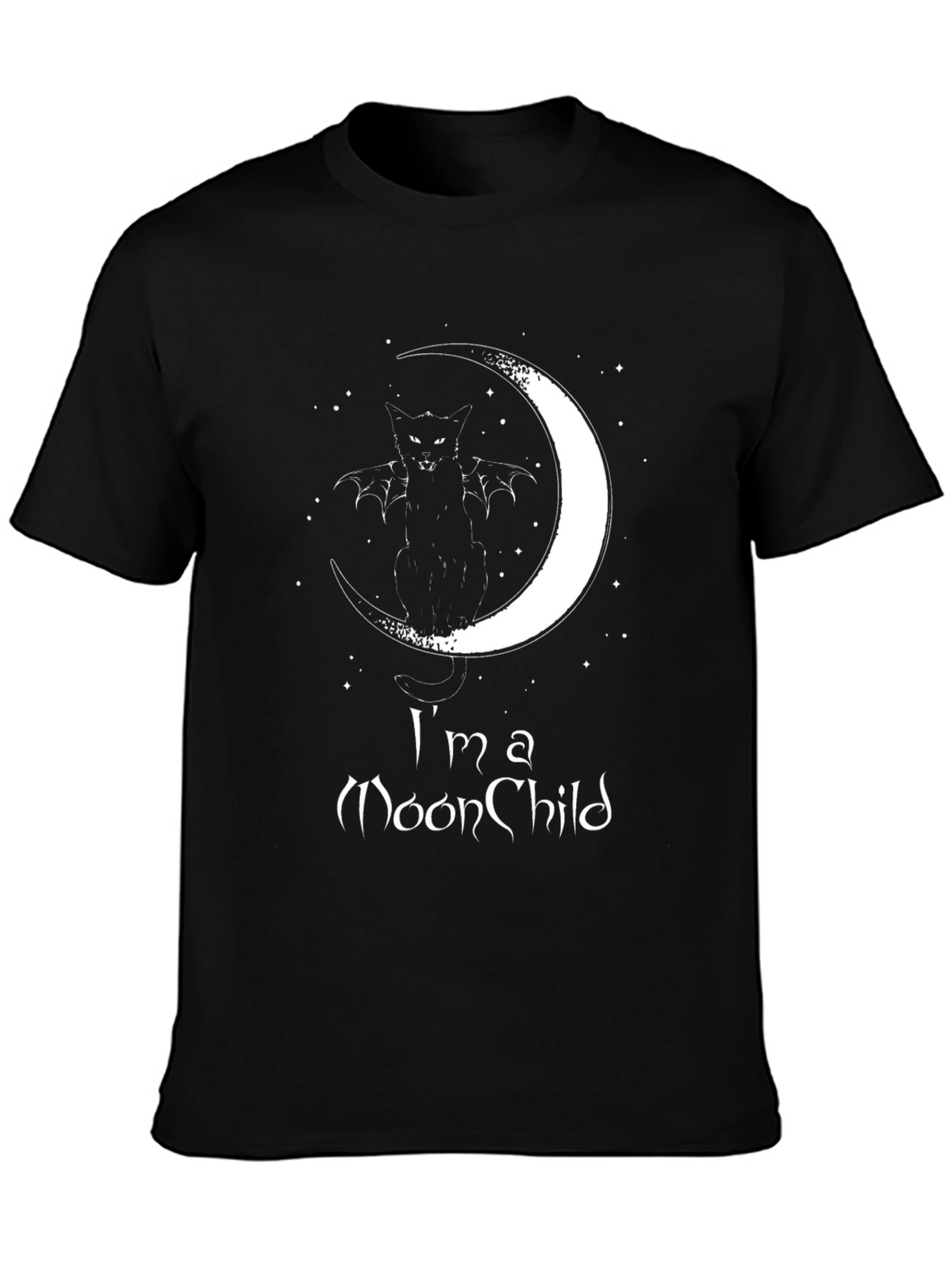 Moon Child Graphic T-Shirt - Black Cotton Tee