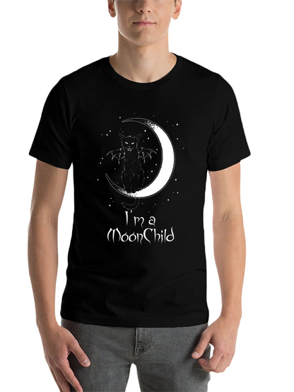 Moon Child Graphic T-Shirt - Black Cotton Tee