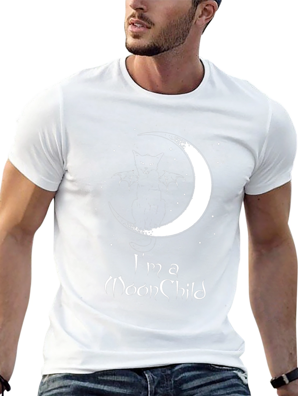 Moon Child Graphic T-Shirt - Black Cotton Tee