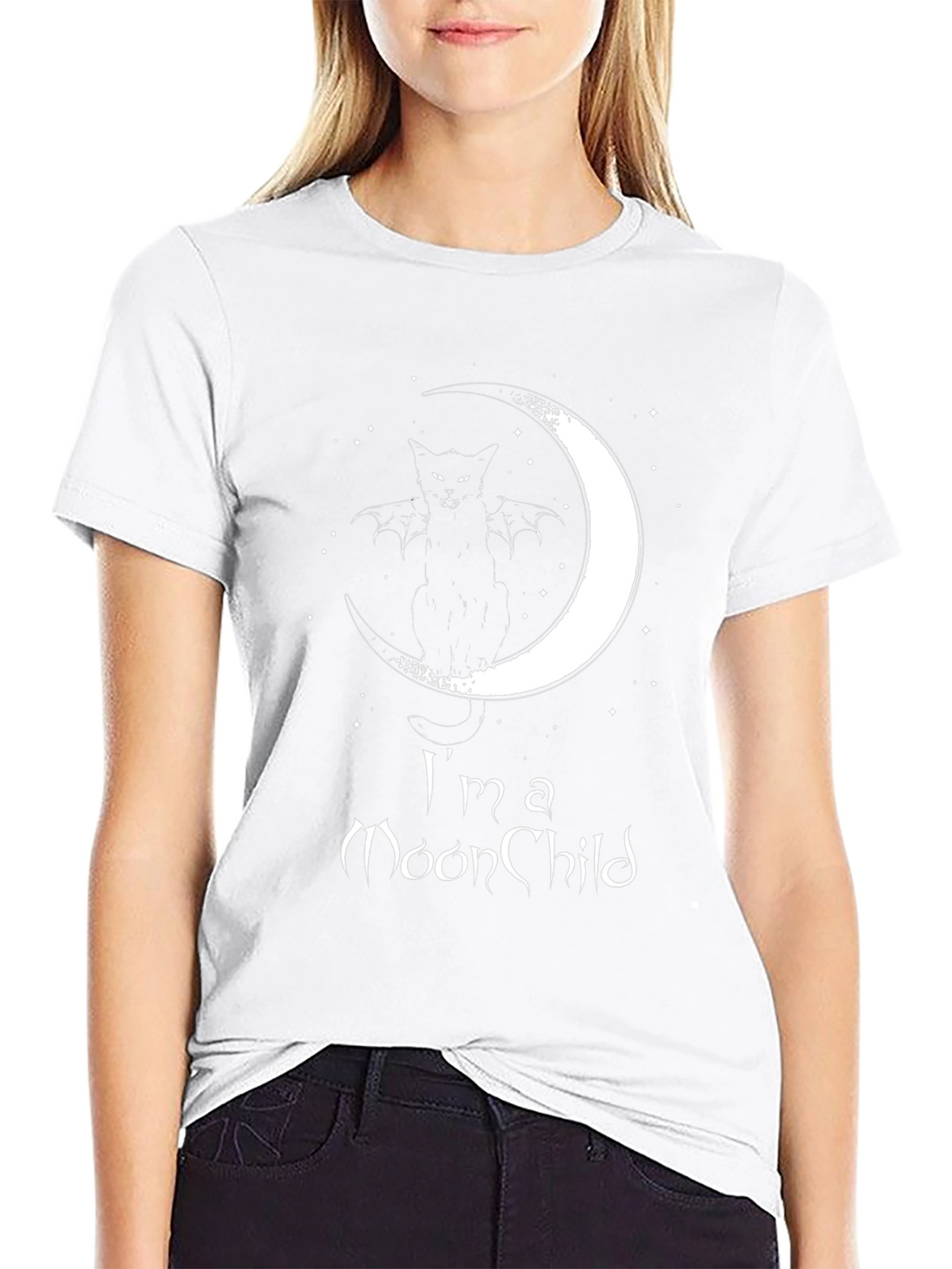 Moon Child Graphic T-Shirt - Black Cotton Tee