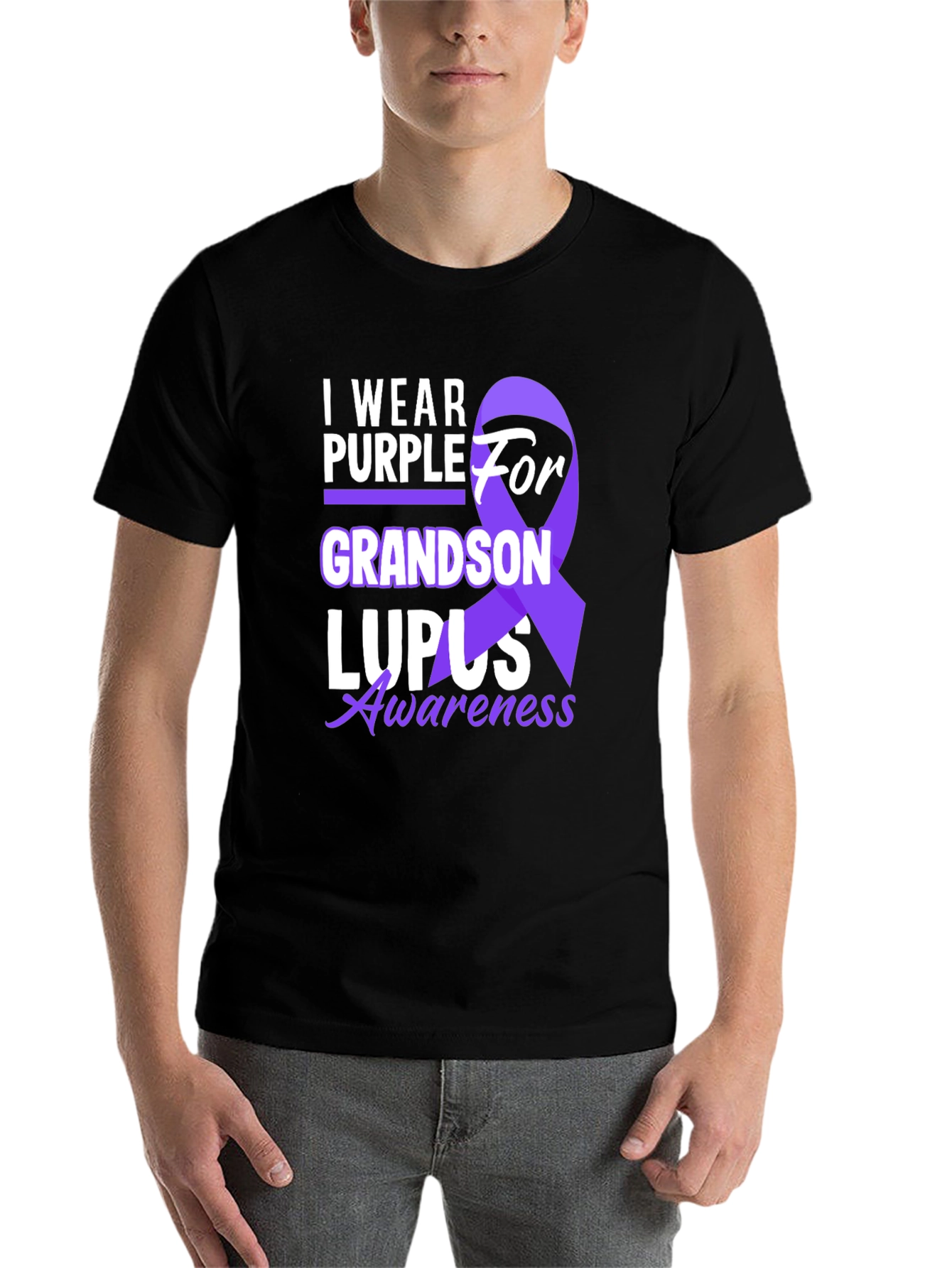 Purple Lupus Awareness Grandson T-Shirt