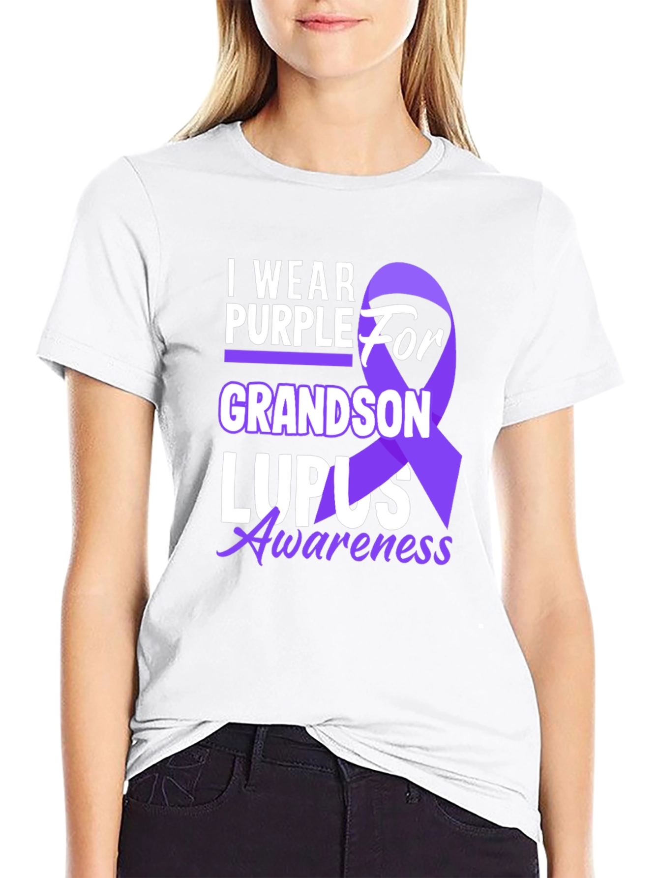 Purple Lupus Awareness Grandson T-Shirt