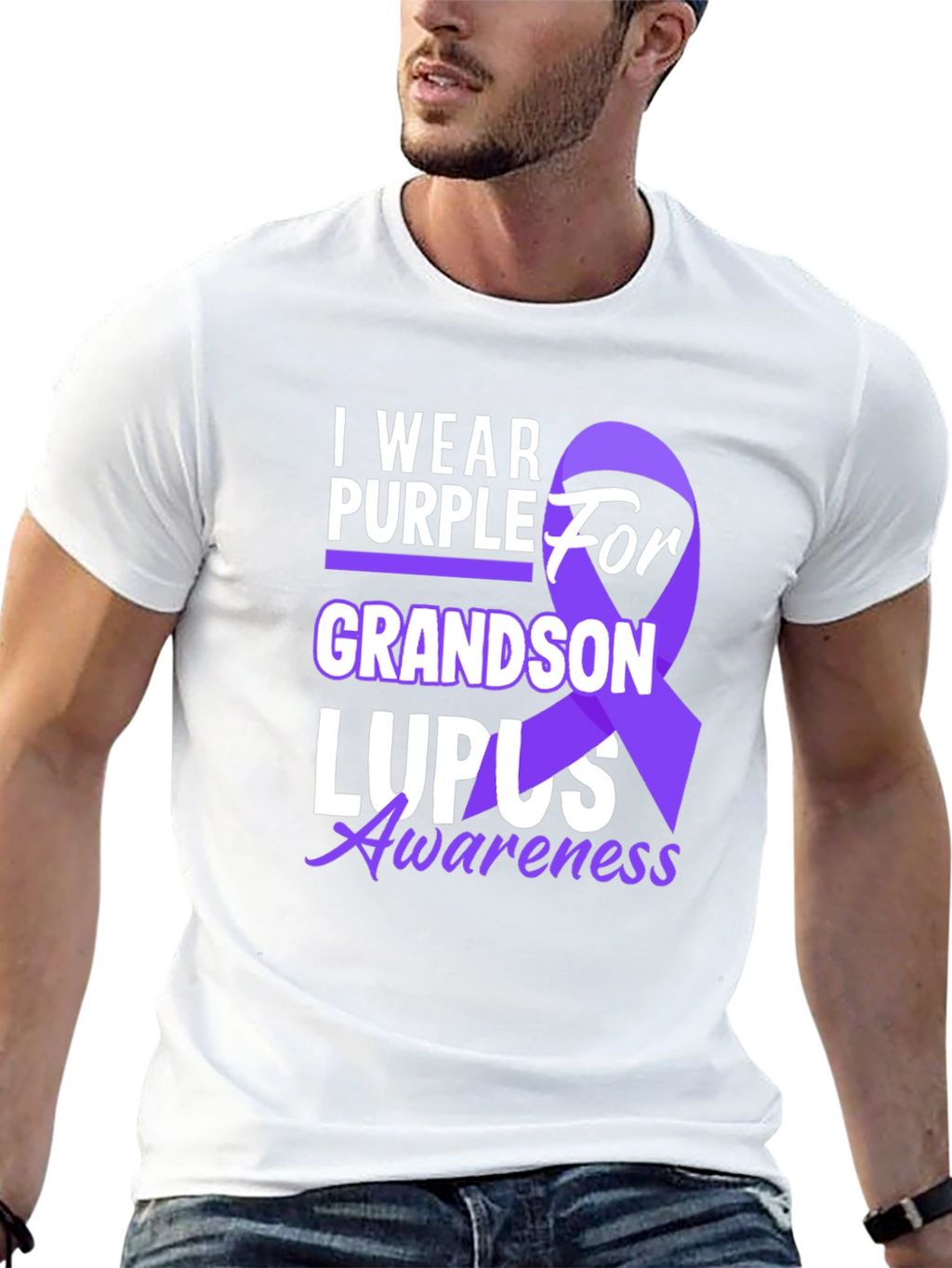 Purple Lupus Awareness Grandson T-Shirt