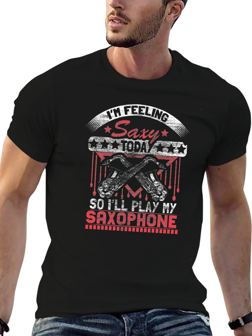 Saxy Saxophone Player Black T-Shirt
