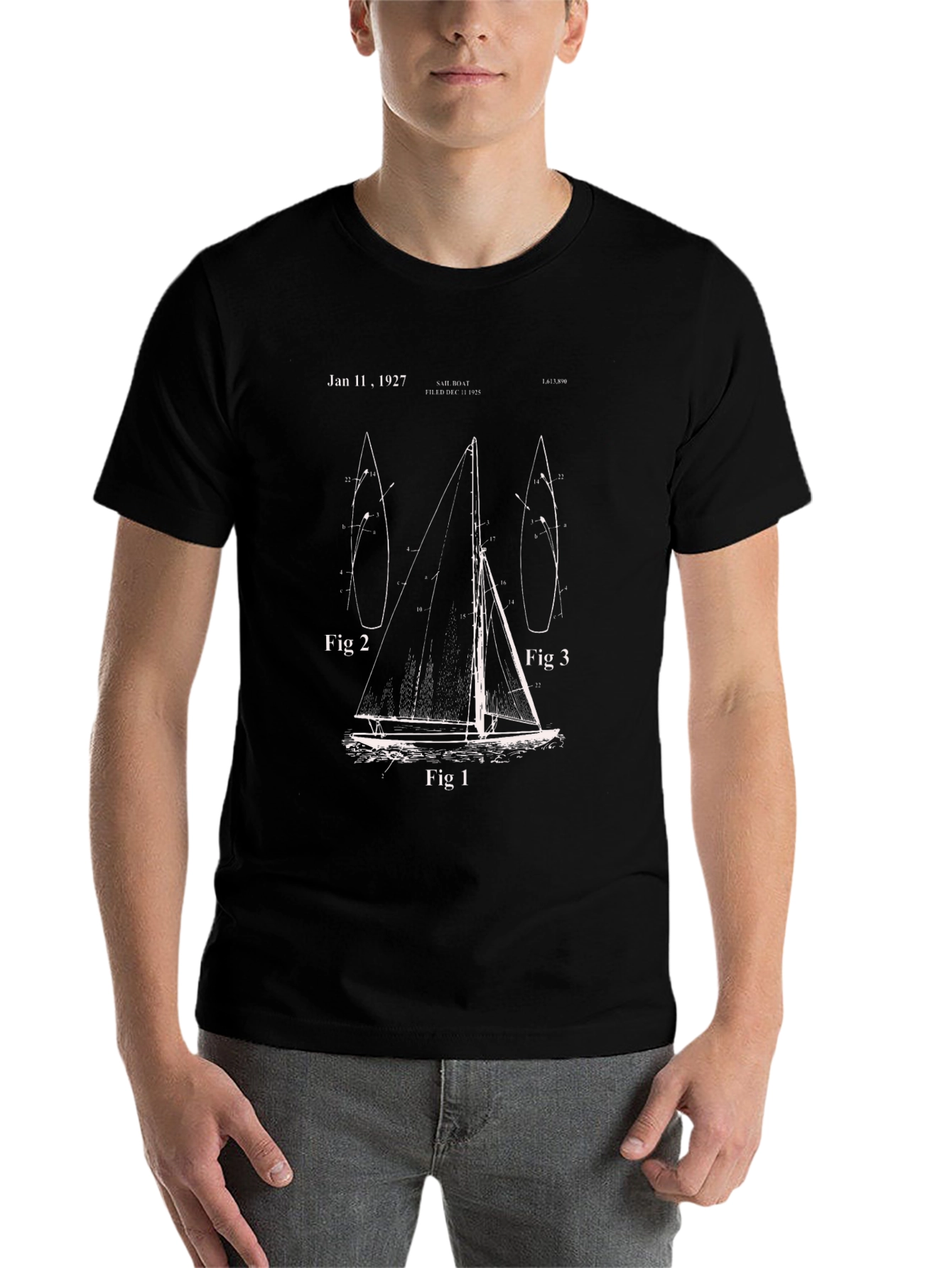 Vintage Sailboat Blueprint T-Shirt