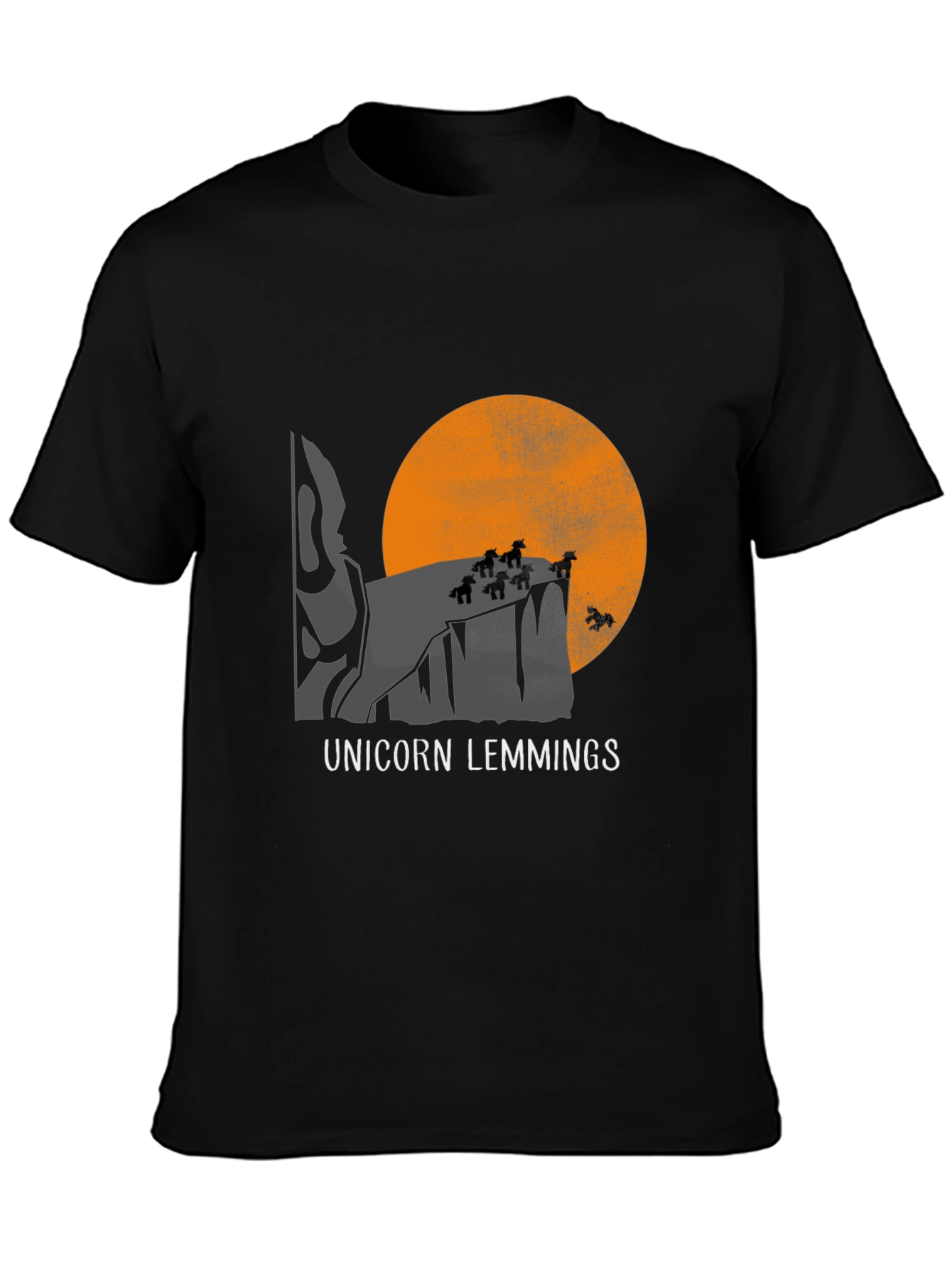 Unicorn Lemmings Graphic Tee - Black Cotton T-Shirt