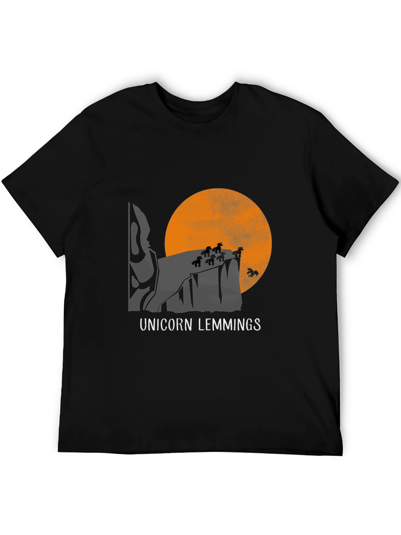 Unicorn Lemmings Graphic Tee - Black Cotton T-Shirt