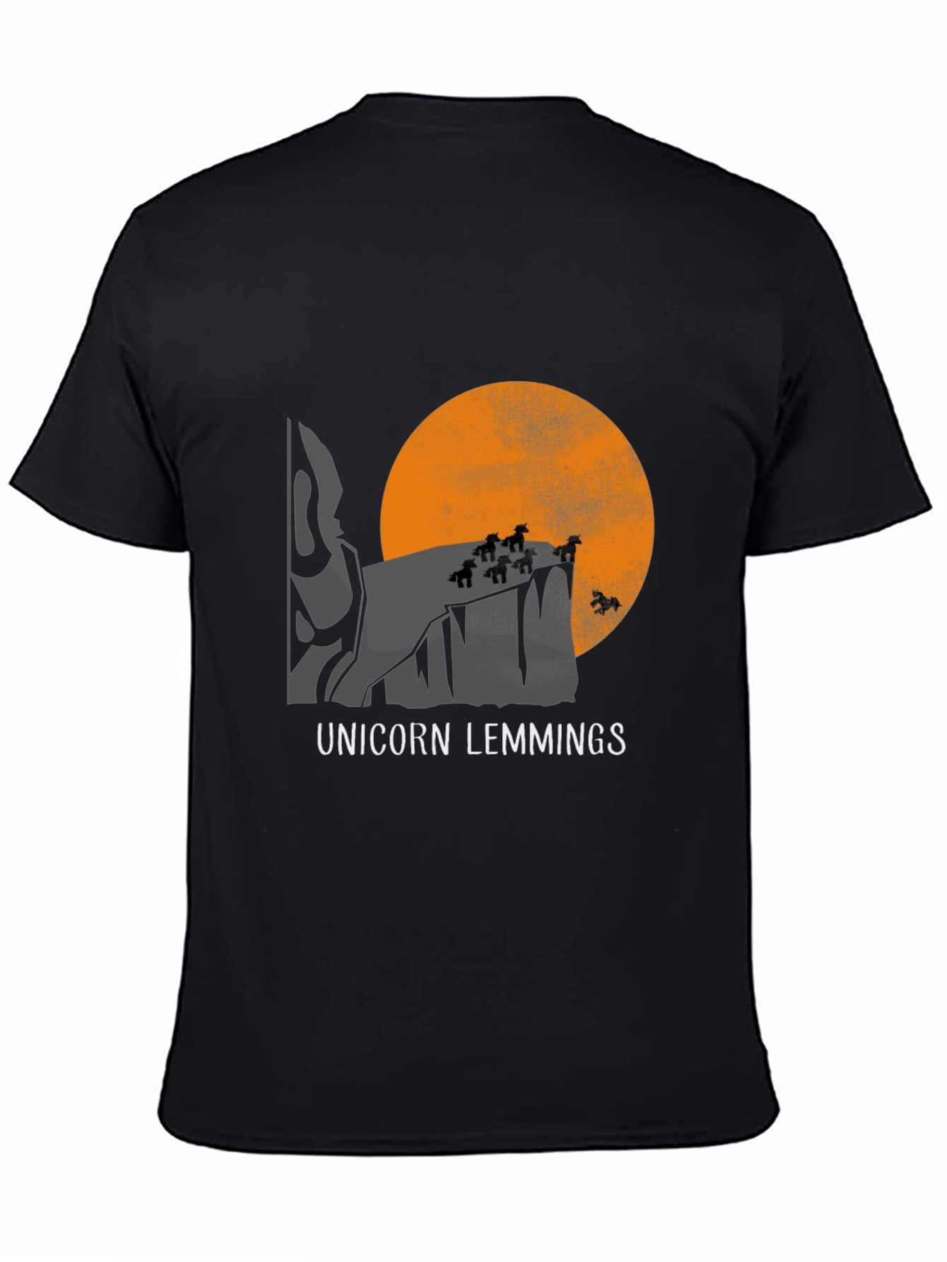 Unicorn Lemmings Graphic Tee - Black Cotton T-Shirt