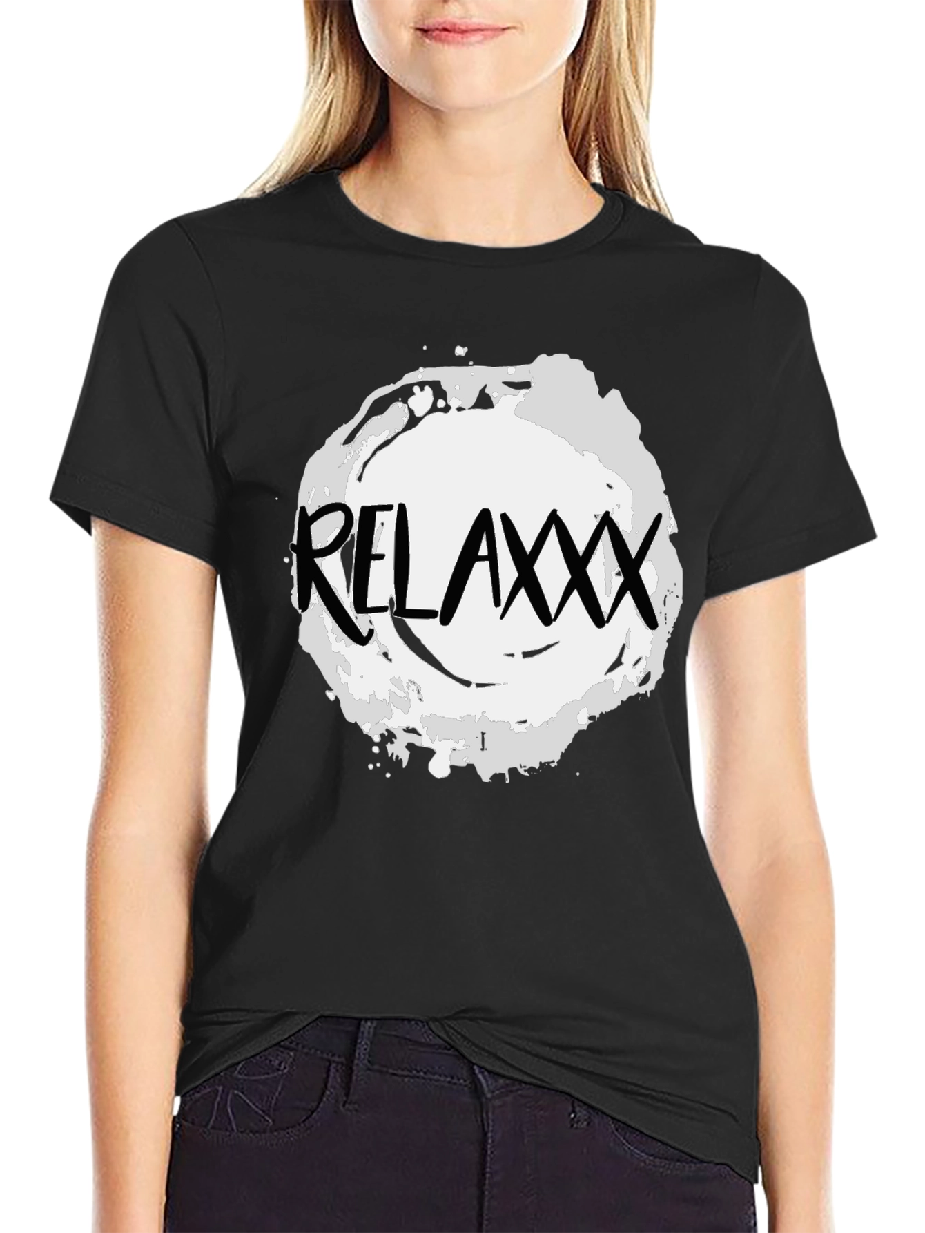 Relaxxx Black T-Shirt - Casual Graphic Tee