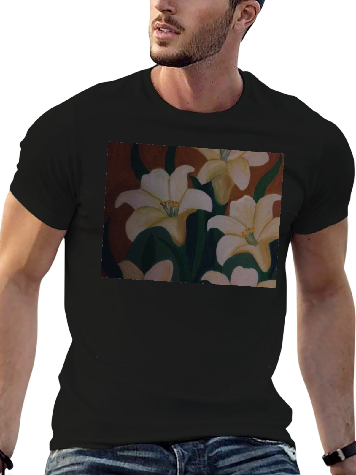 Floral T-Shirt: Artistic Lily Design