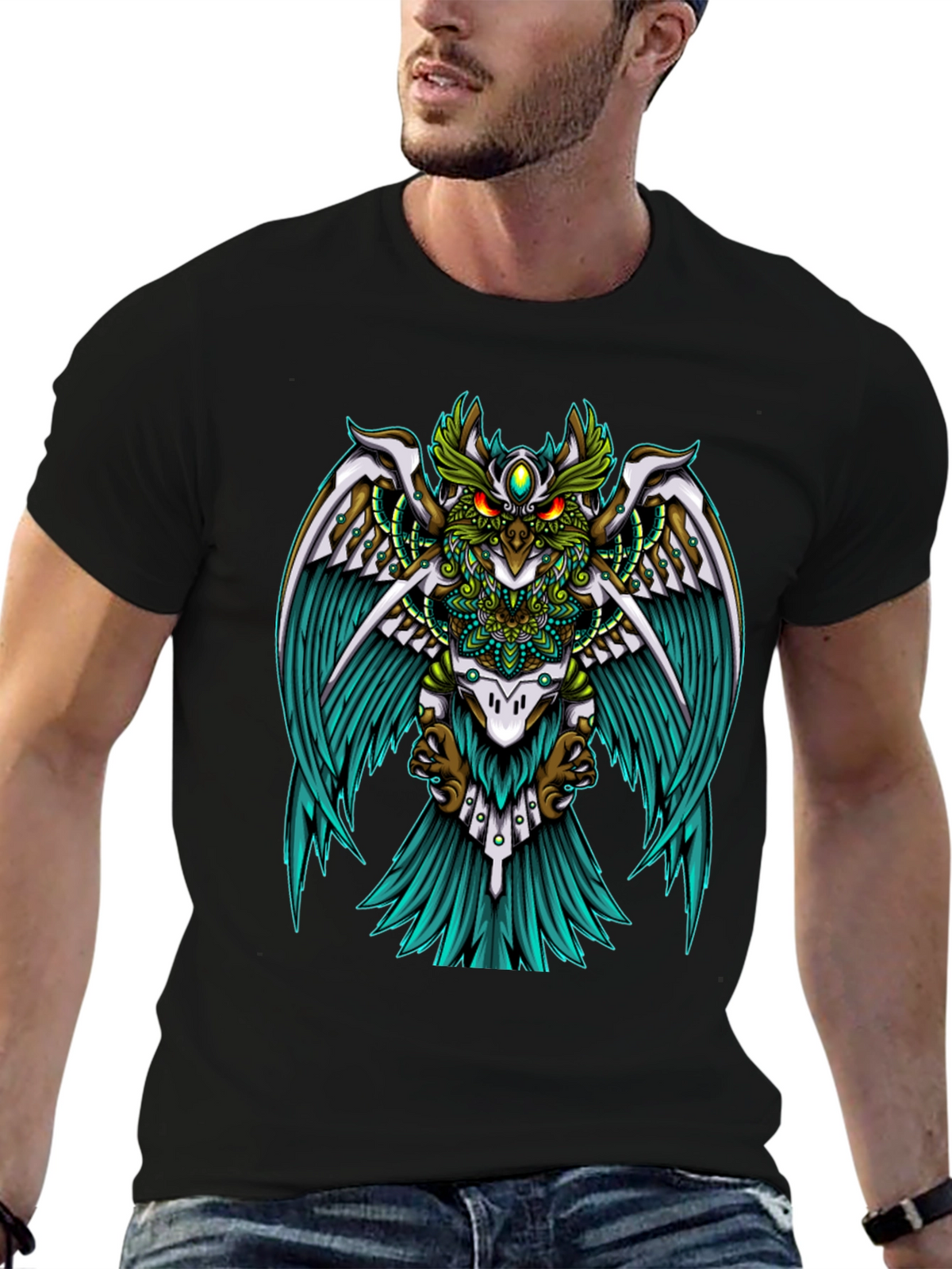 Mystic Owl Graphic Tee - Unisex Black T-Shirt