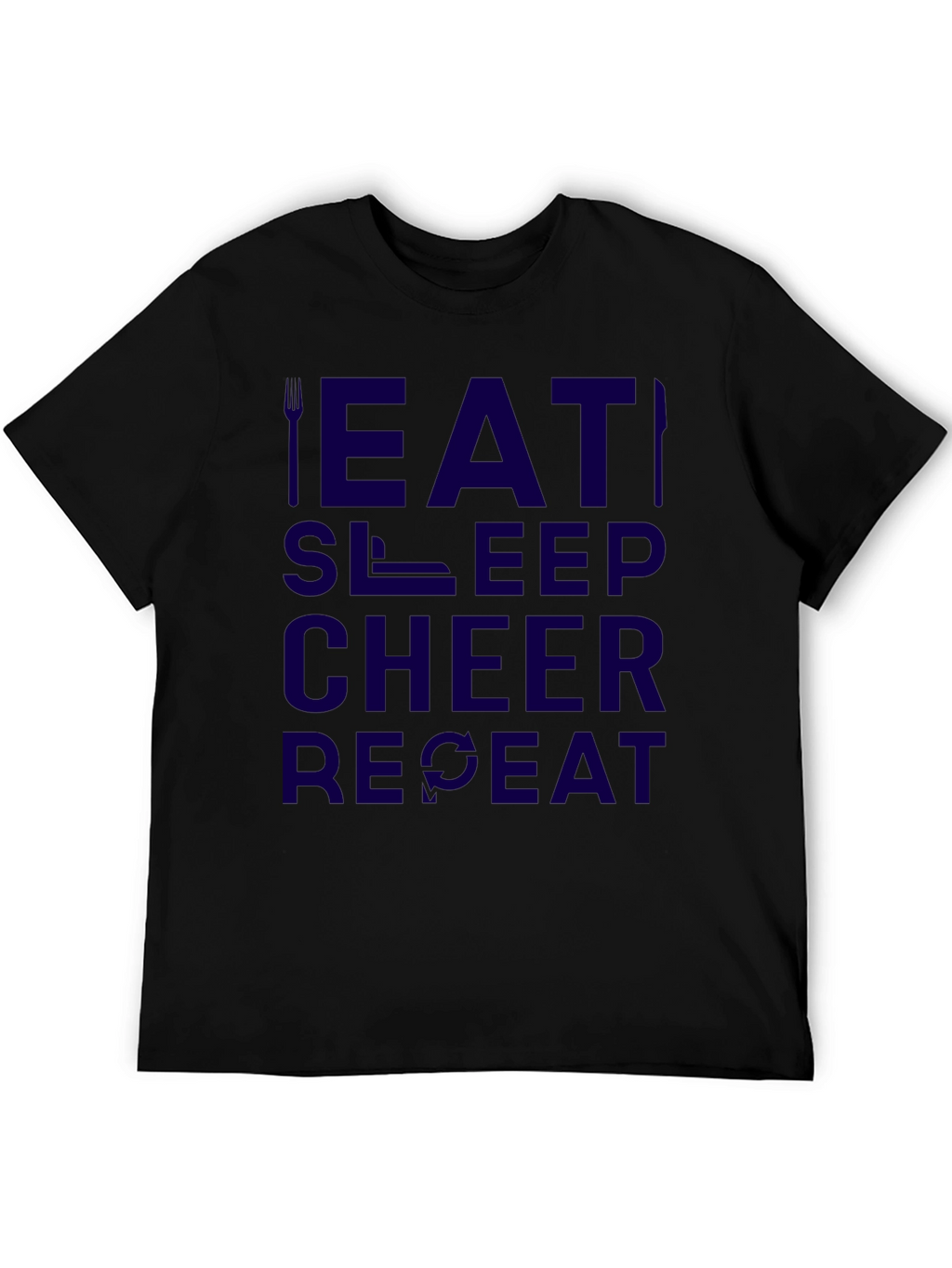 Eat Sleep Cheer Repeat Black Graphic Tee