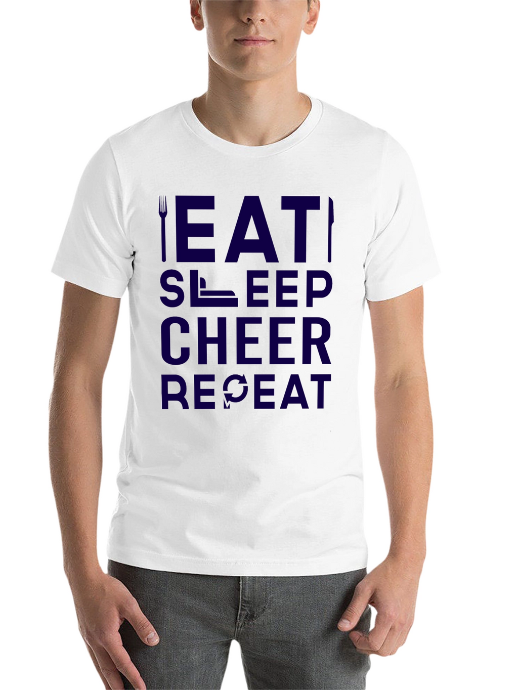 Eat Sleep Cheer Repeat Black Graphic Tee