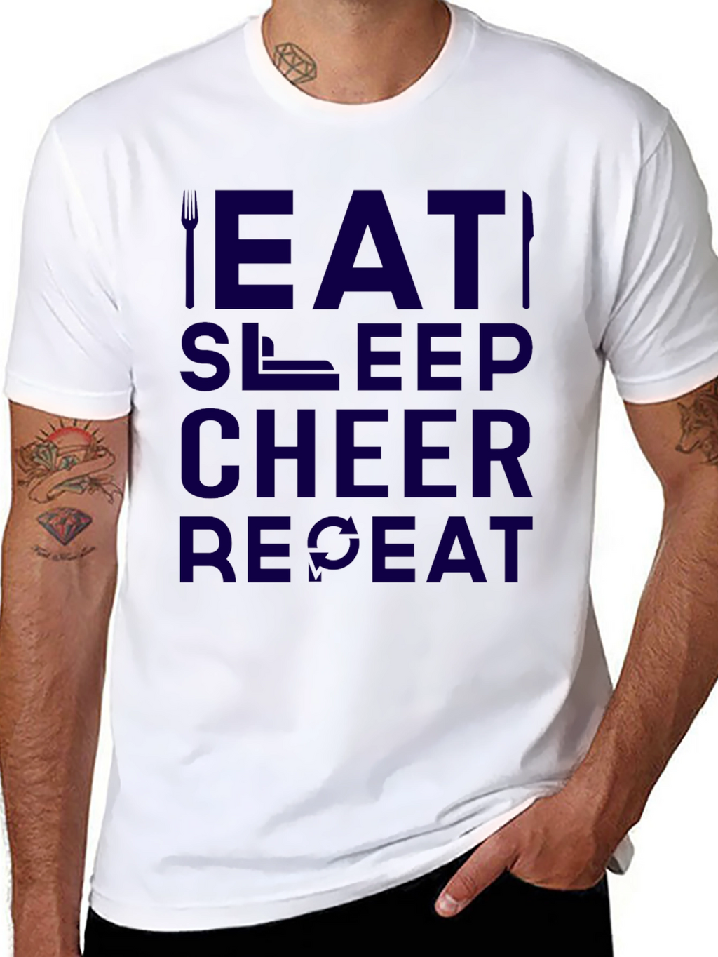 Eat Sleep Cheer Repeat Black Graphic Tee