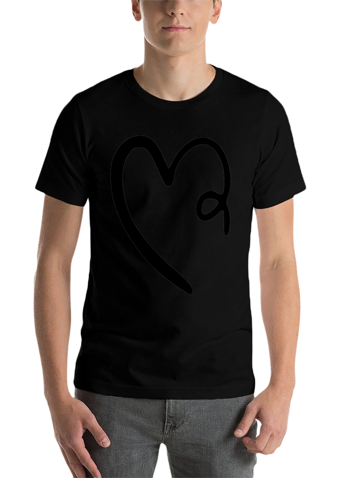 Heart Graphic Tee - Stylish Black Cotton Shirt