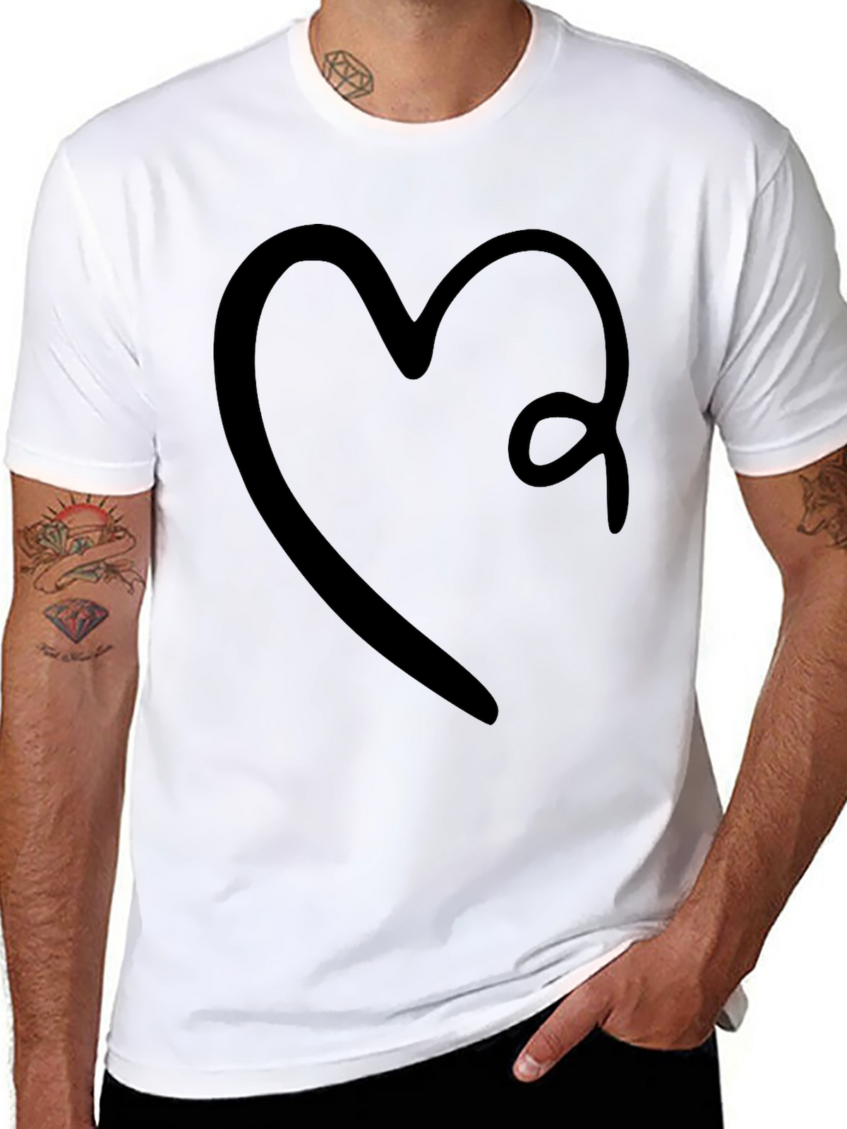 Heart Graphic Tee - Stylish Black Cotton Shirt