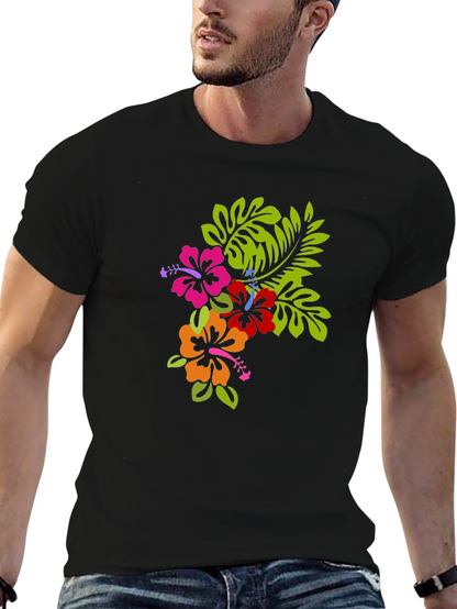 Tropical Floral Graphic Black T-Shirt