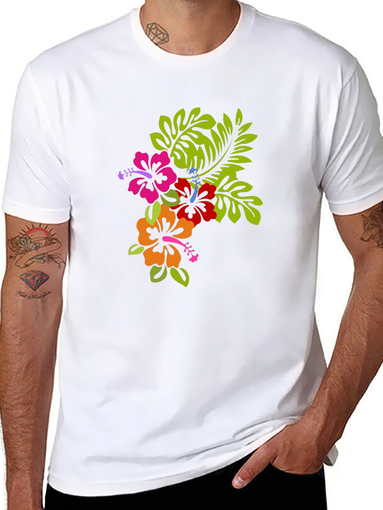 Tropical Floral Graphic Black T-Shirt