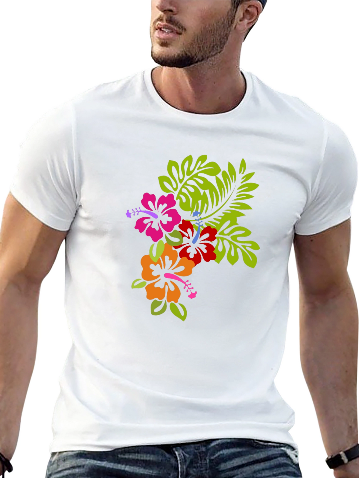 Tropical Floral Graphic Black T-Shirt