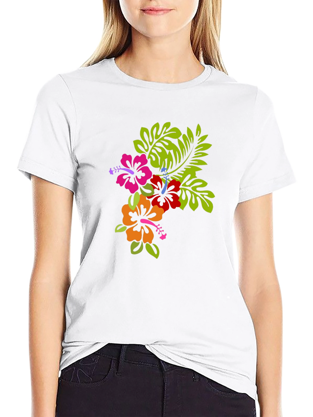 Tropical Floral Graphic Black T-Shirt