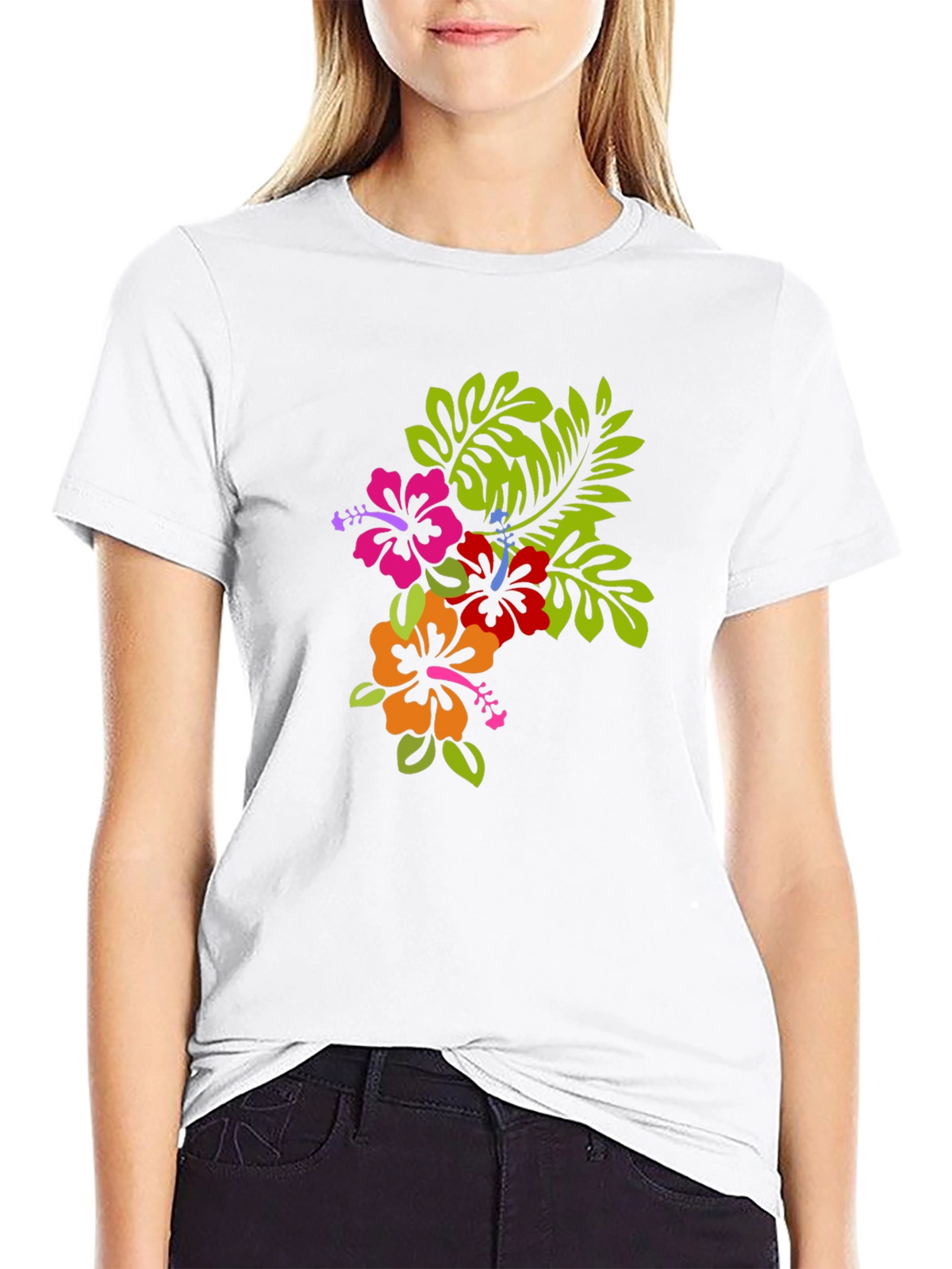 Tropical Floral Graphic Black T-Shirt