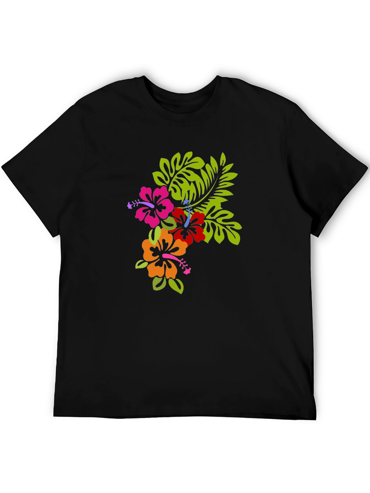 Tropical Floral Graphic Black T-Shirt