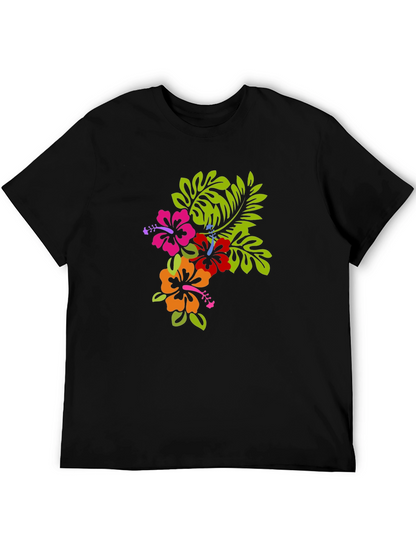 Tropical Floral Graphic Black T-Shirt