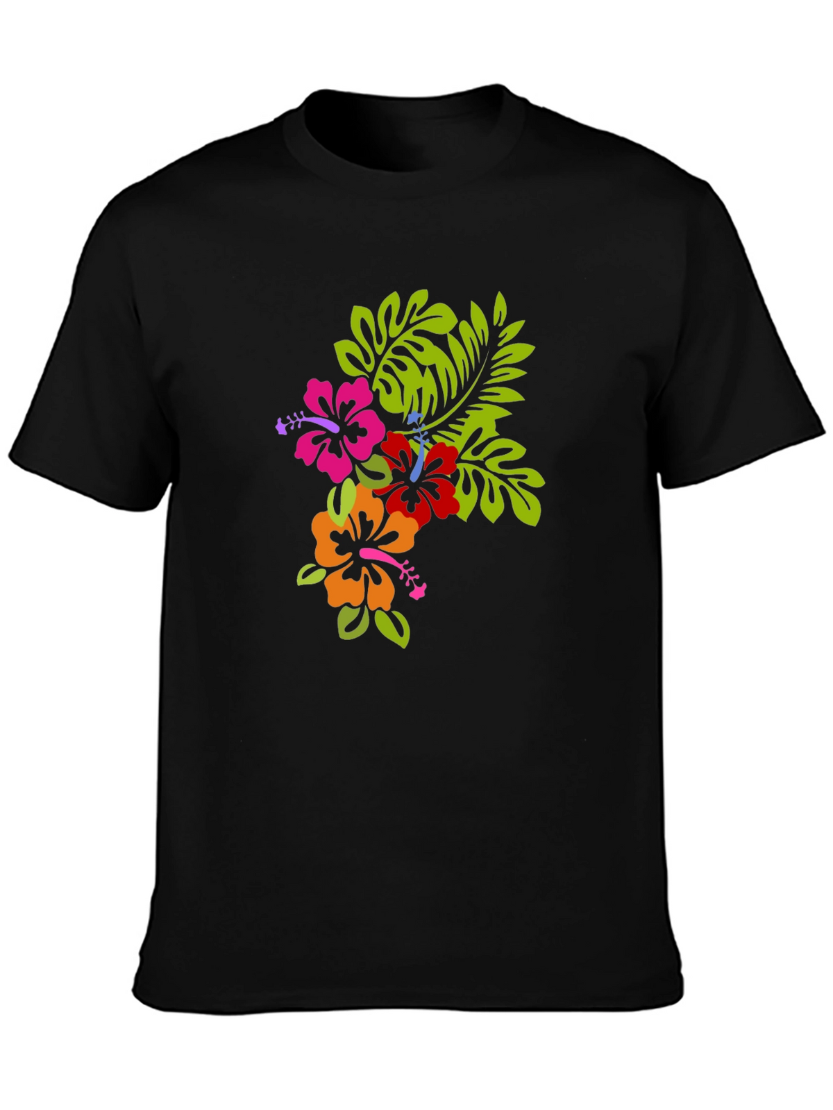 Tropical Floral Graphic Black T-Shirt