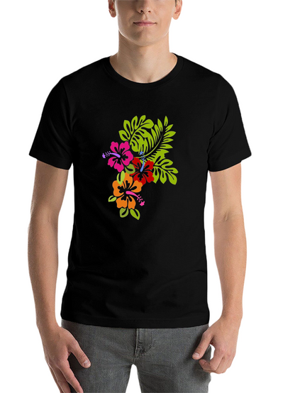 Tropical Floral Graphic Black T-Shirt