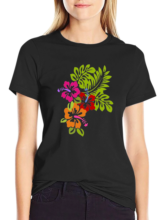 Tropical Floral Graphic Black T-Shirt