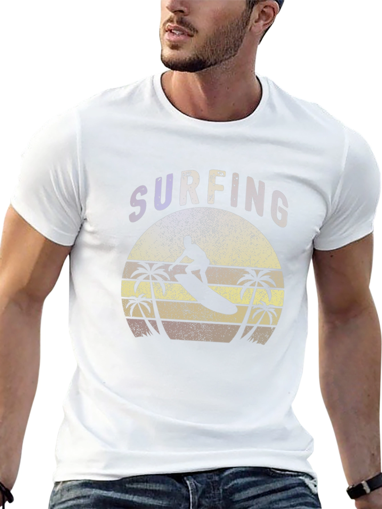 Surfing Graphic Tee - Retro Style