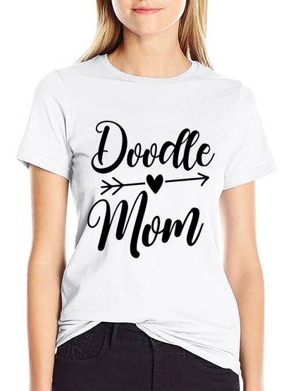 Doodle Mom Graphic T-Shirt Black Short Sleeve