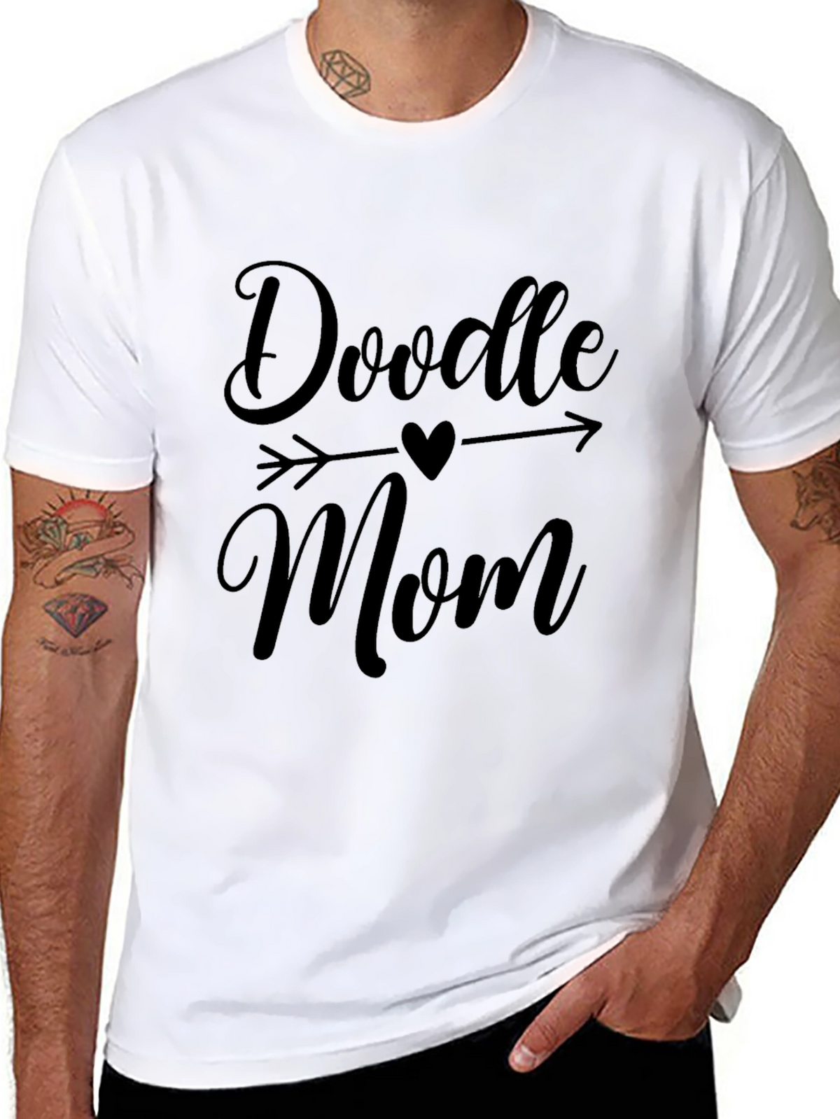 Doodle Mom Graphic T-Shirt Black Short Sleeve
