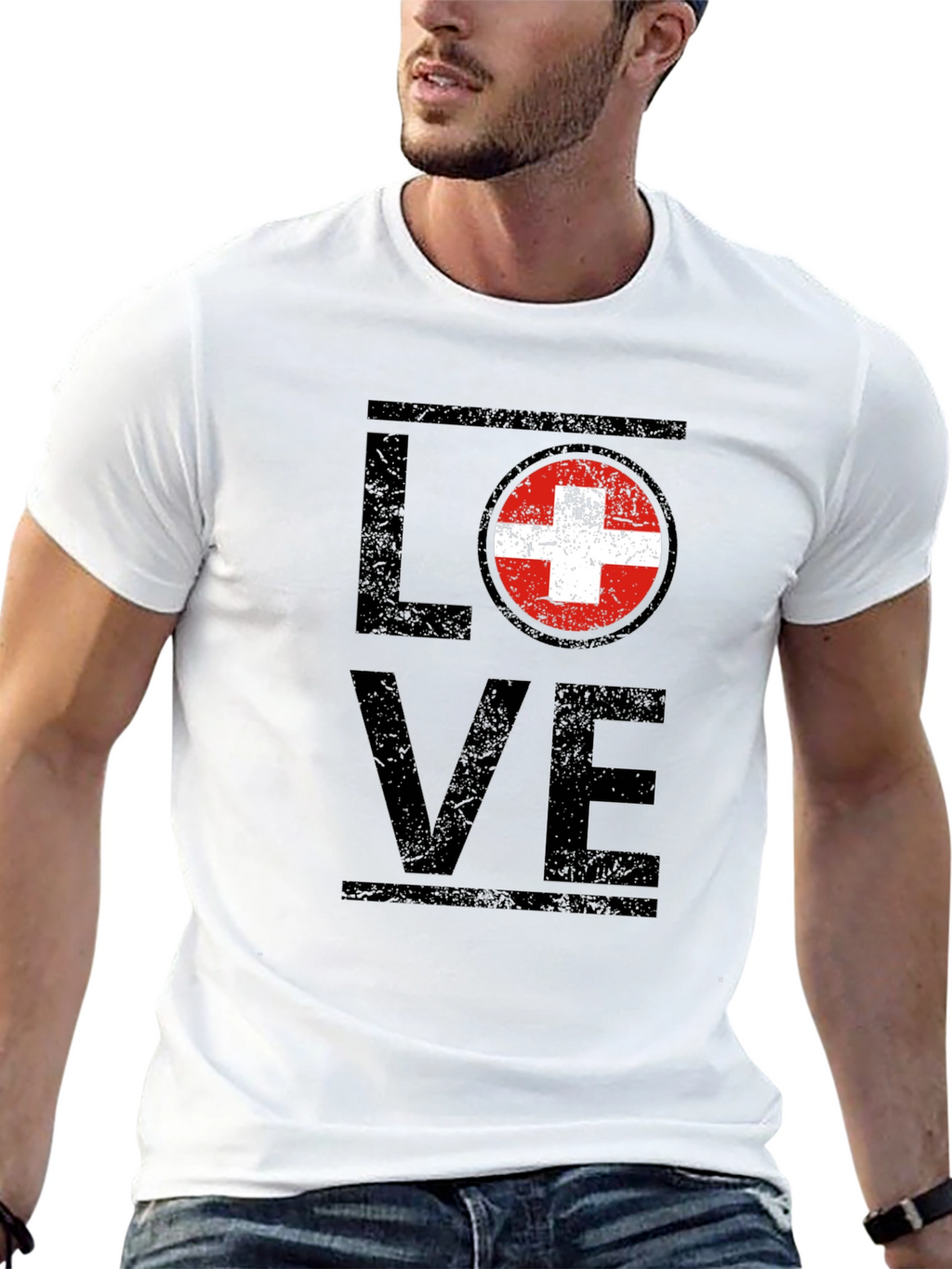 Love Switzerland T-Shirt Swiss Flag Graphic Tee