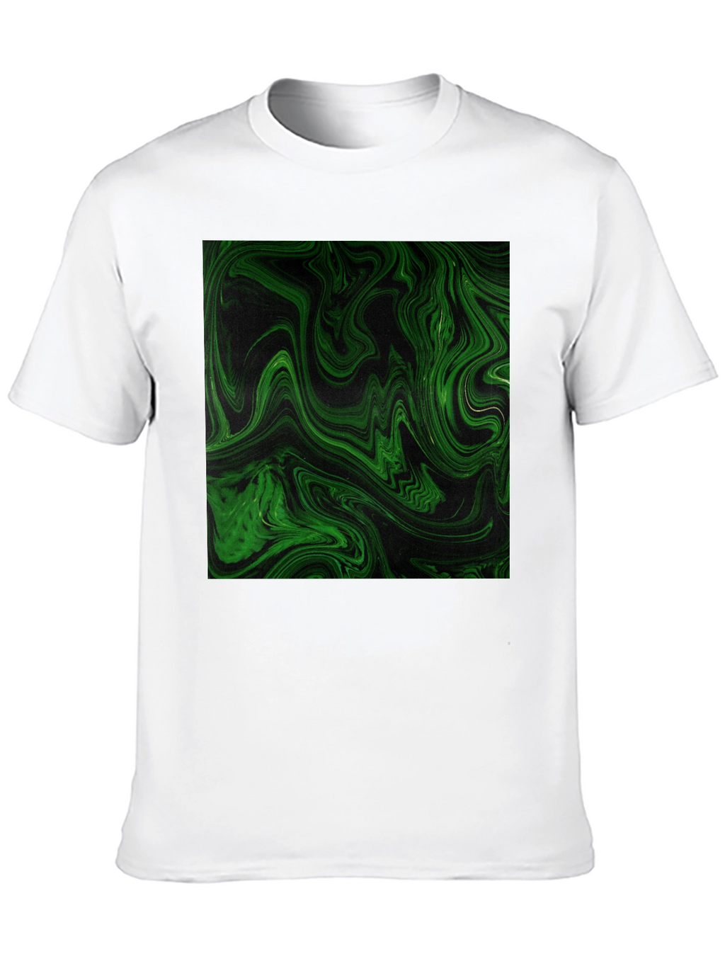 Green Swirl Graphic Black T-Shirt