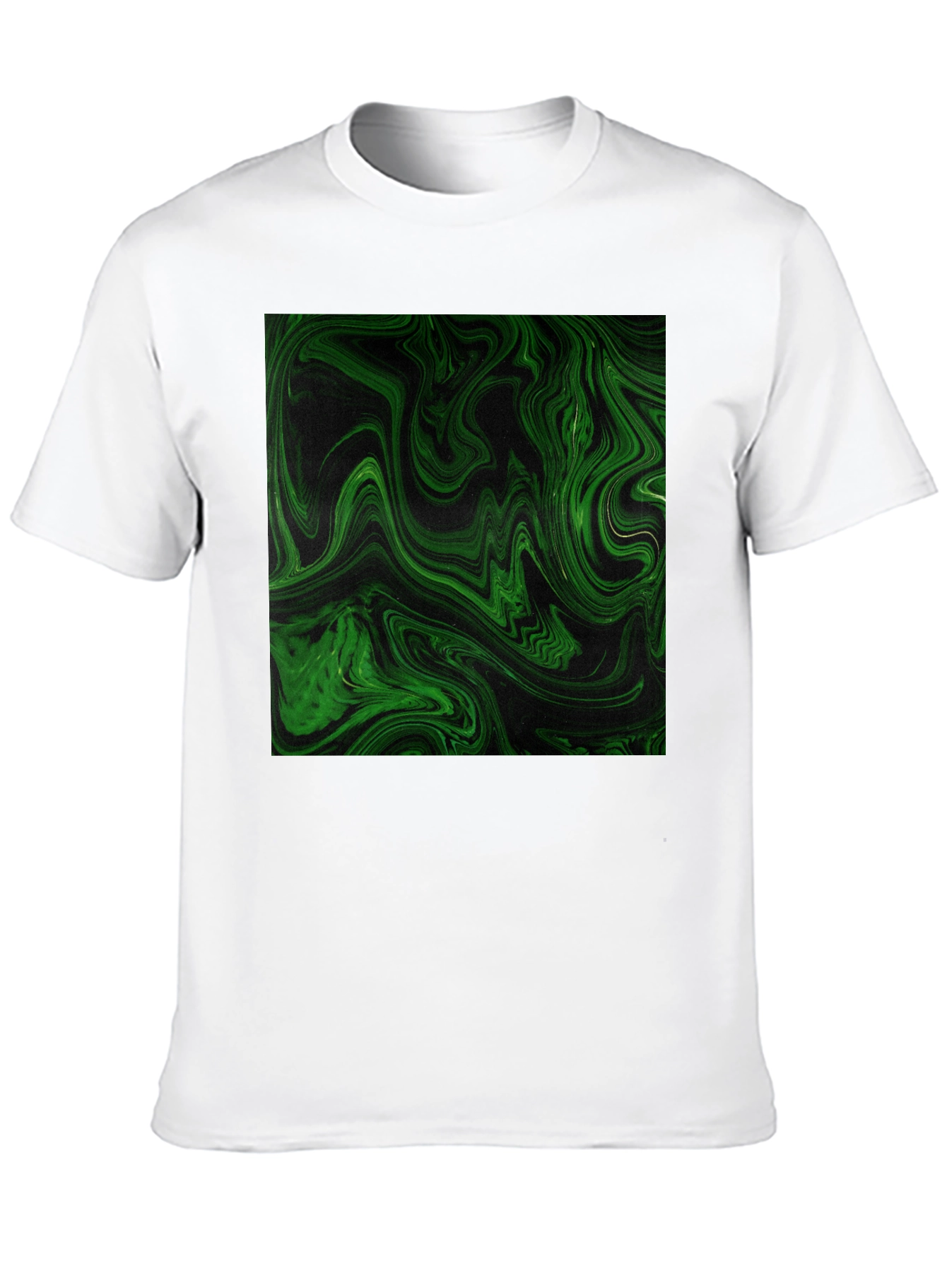 Green Swirl Graphic Black T-Shirt