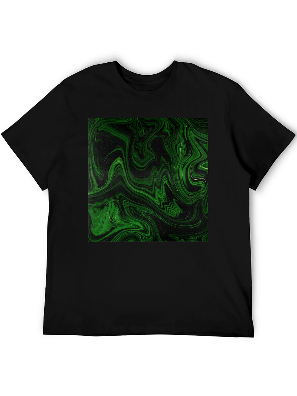 Green Swirl Graphic Black T-Shirt