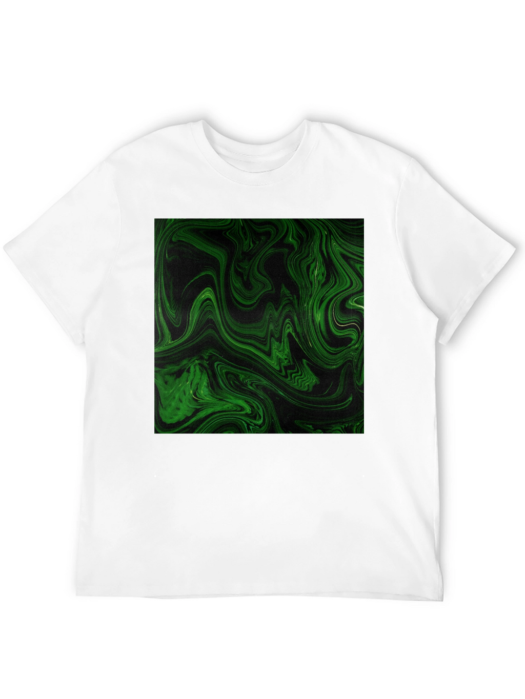 Green Swirl Graphic Black T-Shirt