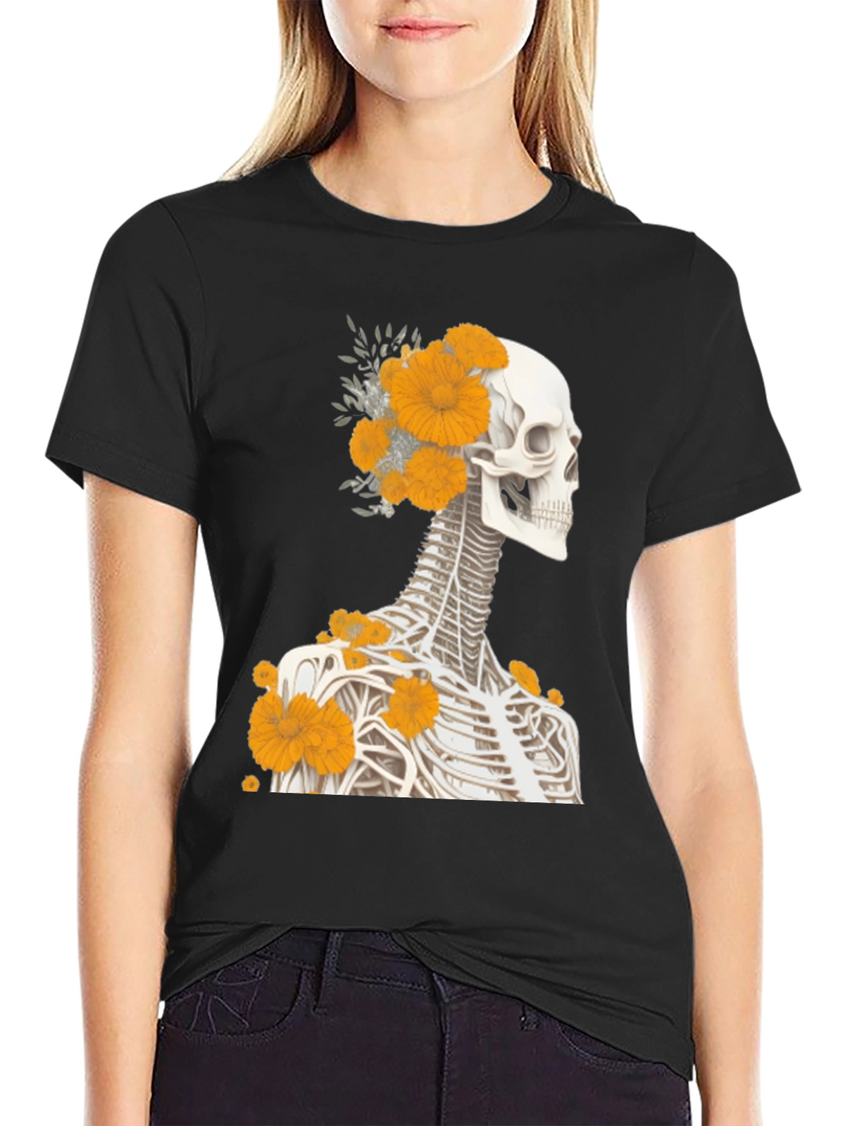 Floral Skeleton Graphic Tee