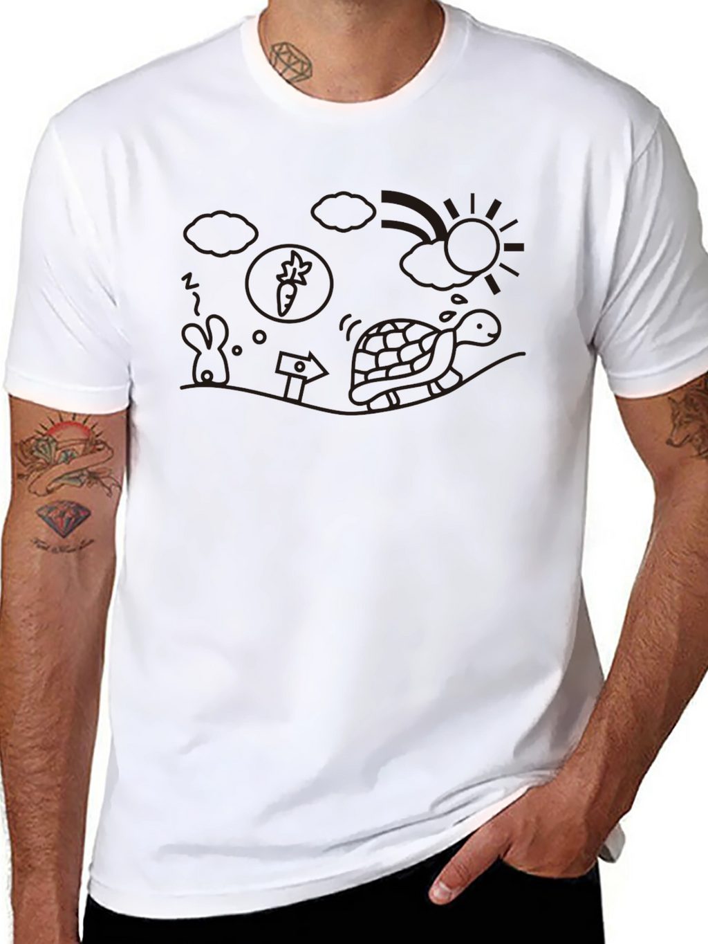 Whimsical Turtle Graphic Tee - Casual Black T-Shirt