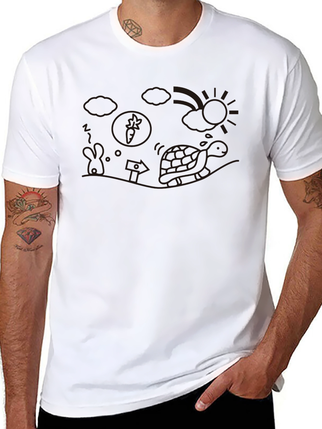 Whimsical Turtle Graphic Tee - Casual Black T-Shirt