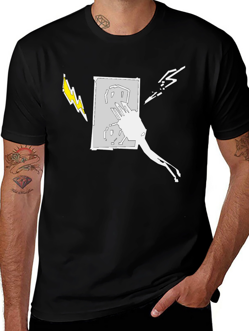 Electric Art Mens Black T-Shirt
