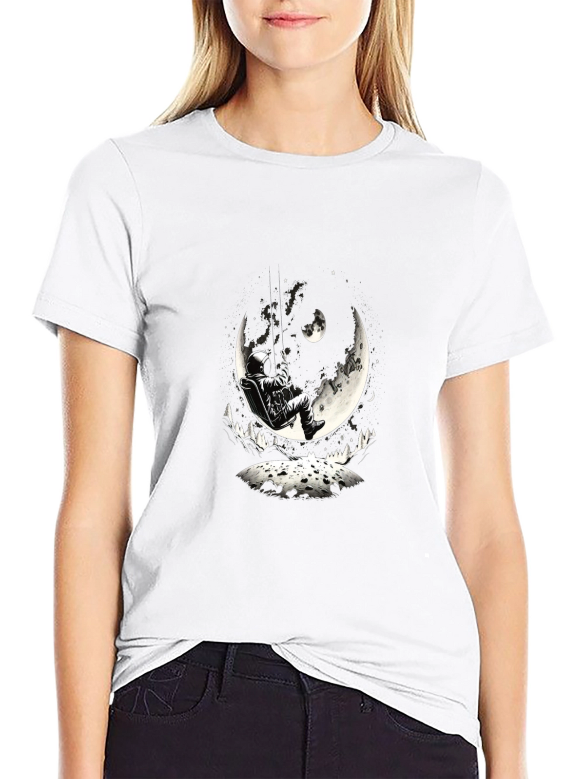 Astronaut Moon Swing Graphic Tee - Black