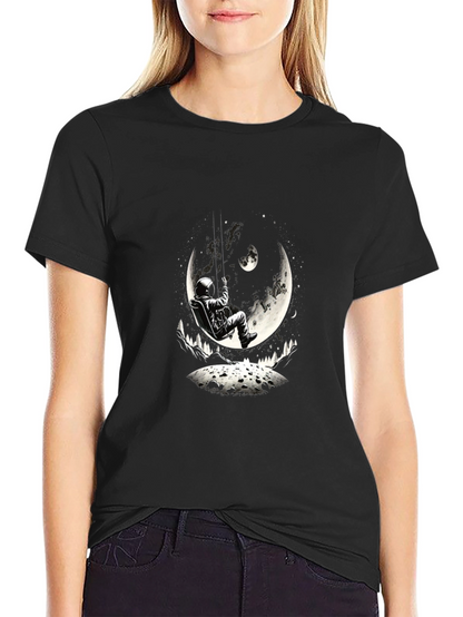 Astronaut Moon Swing Graphic Tee - Black