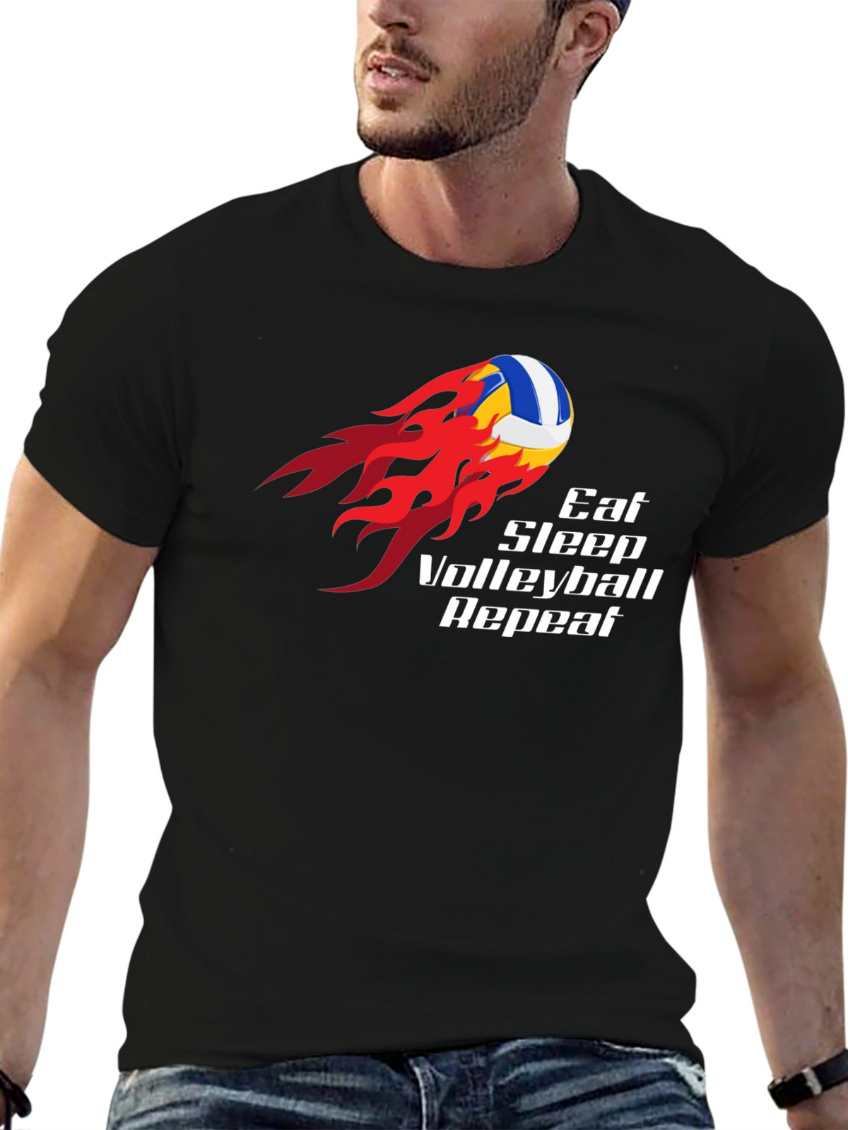 Eat Sleep Volleyball Repeat Black T-Shirt