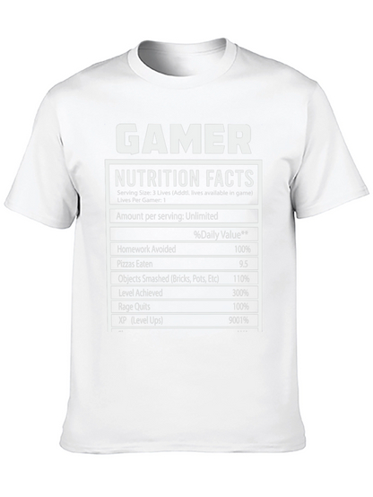 Gamer Nutrition Facts Black T-Shirt