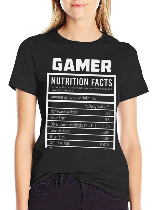 Gamer Nutrition Facts Black T-Shirt