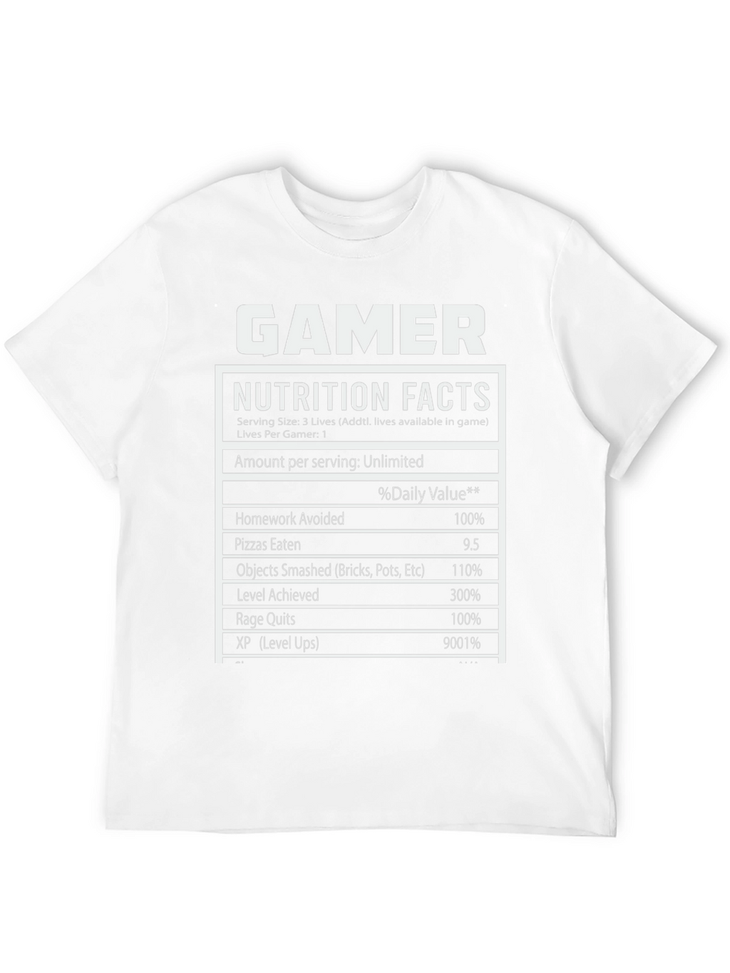 Gamer Nutrition Facts Black T-Shirt