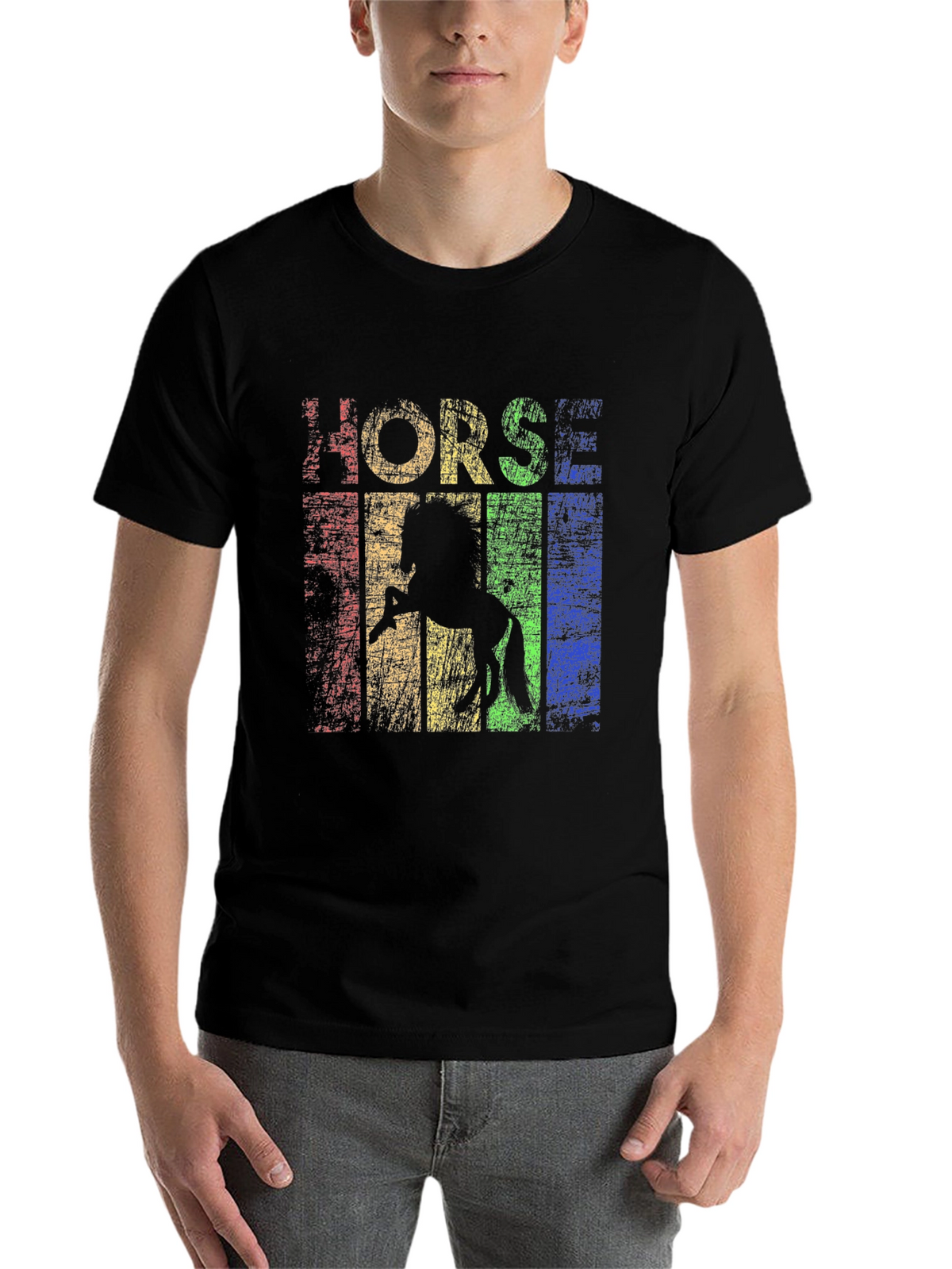 Retro Horse Graphic T-Shirt - Black
